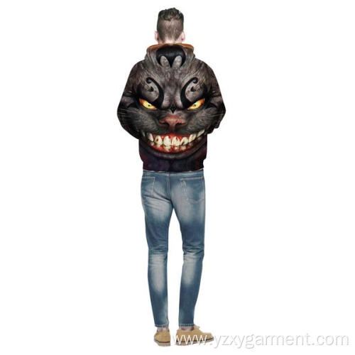 Ghost cat 3D digital printing hoodie